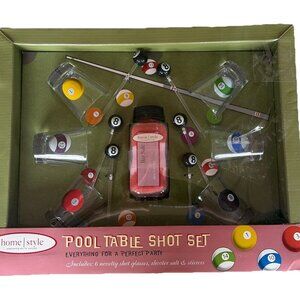 Home Style Pool Table Shot Glass Party Set 6 shot Glasses & Stirrers New Sealed